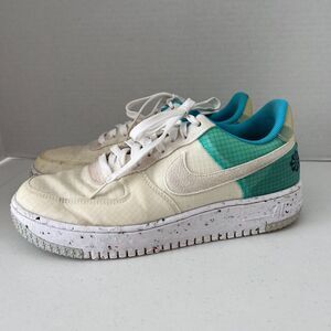 Nike Women's Air Force 1 Low Crater White Turquoise Sneakers Shoes Size 11.5